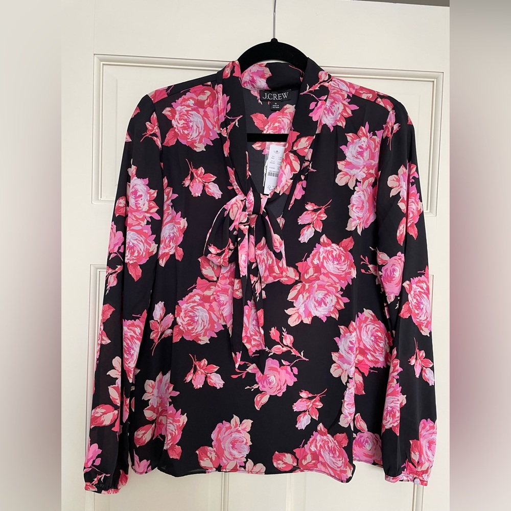 J Crew tie neck blouse. Size M